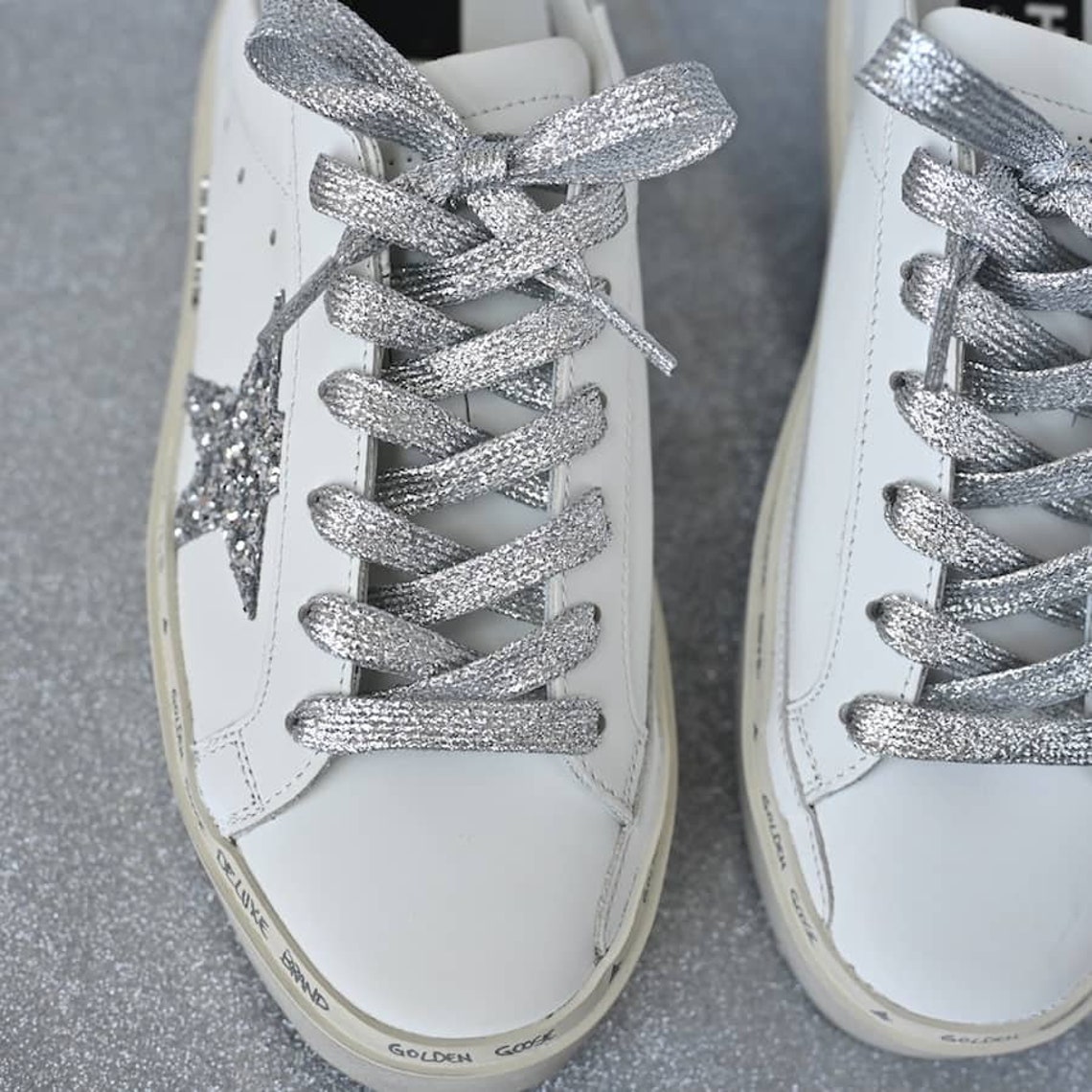 Shoelaces for Golden Goose Sneakers Silver Metallic Glitter Etsy