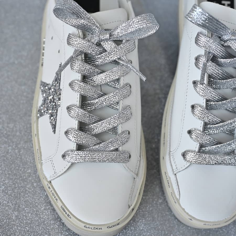 Shoelaces for Golden Goose Sneakers Silver Metallic Glitter Etsy
