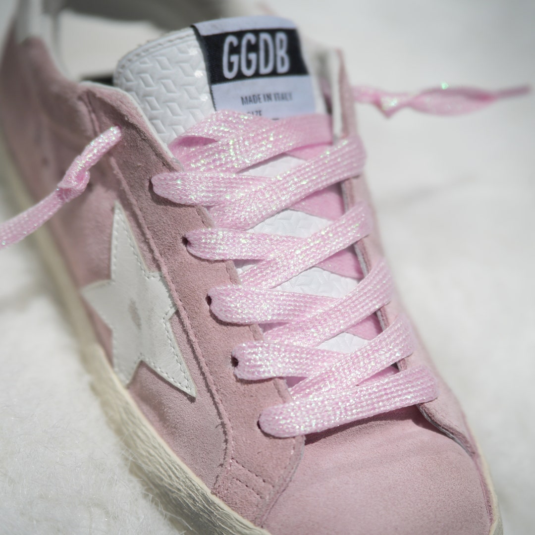Shoelaces for Golden Goose Sneakers Pink Metallic Glitter 47in Etsy