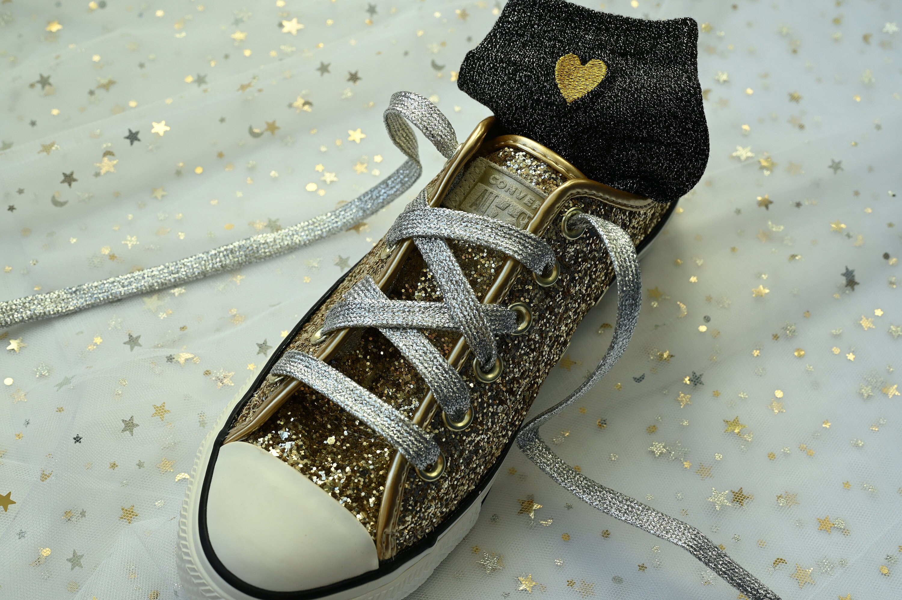 black glitter shoelaces