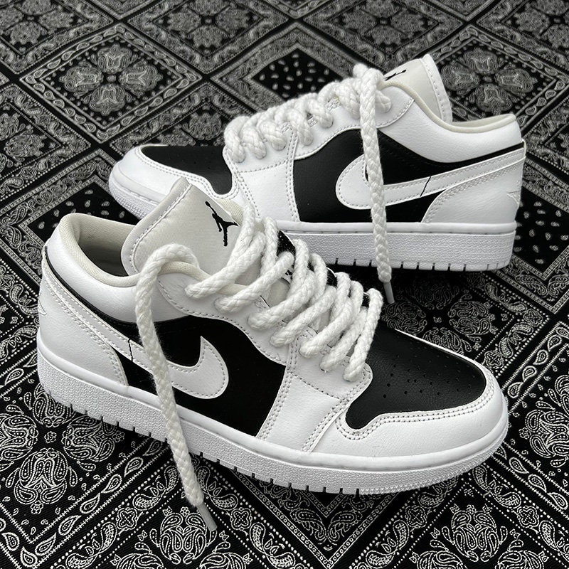 Nike black and store white laces