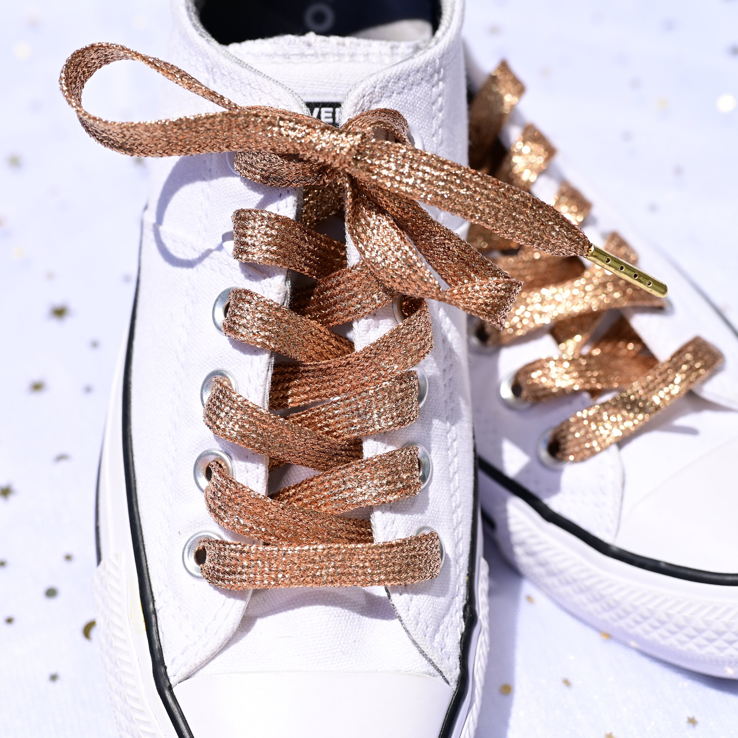 rose gold ribbon shoelaces