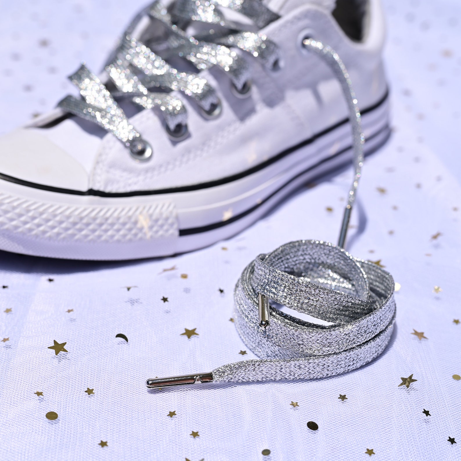silver glitter shoelaces