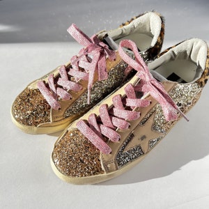 Shoelaces for Golden Goose Sneakers Pink Metallic Glitter 47in - Etsy