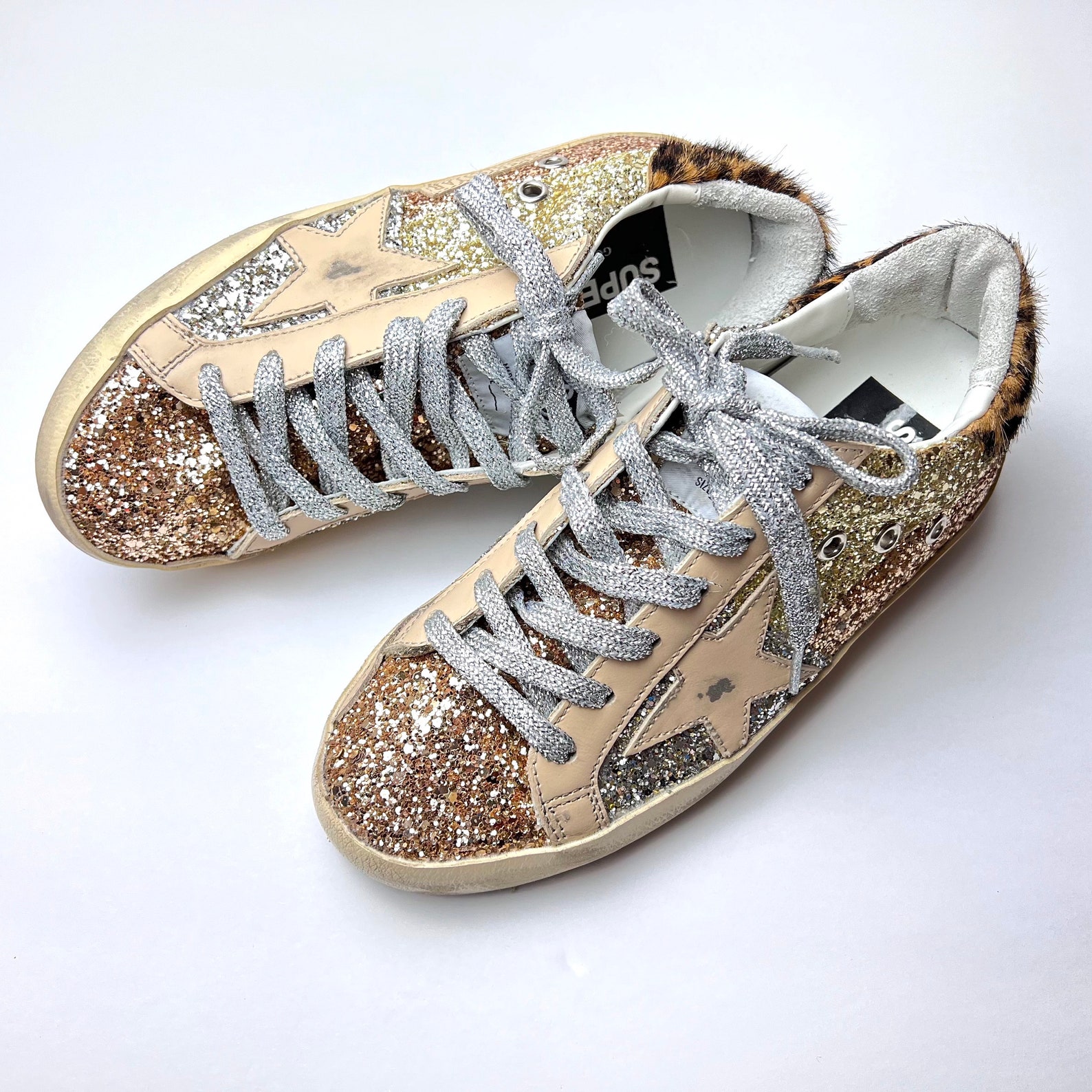 Shoelaces for Golden Goose Sneakers Silver Metallic Glitter Etsy