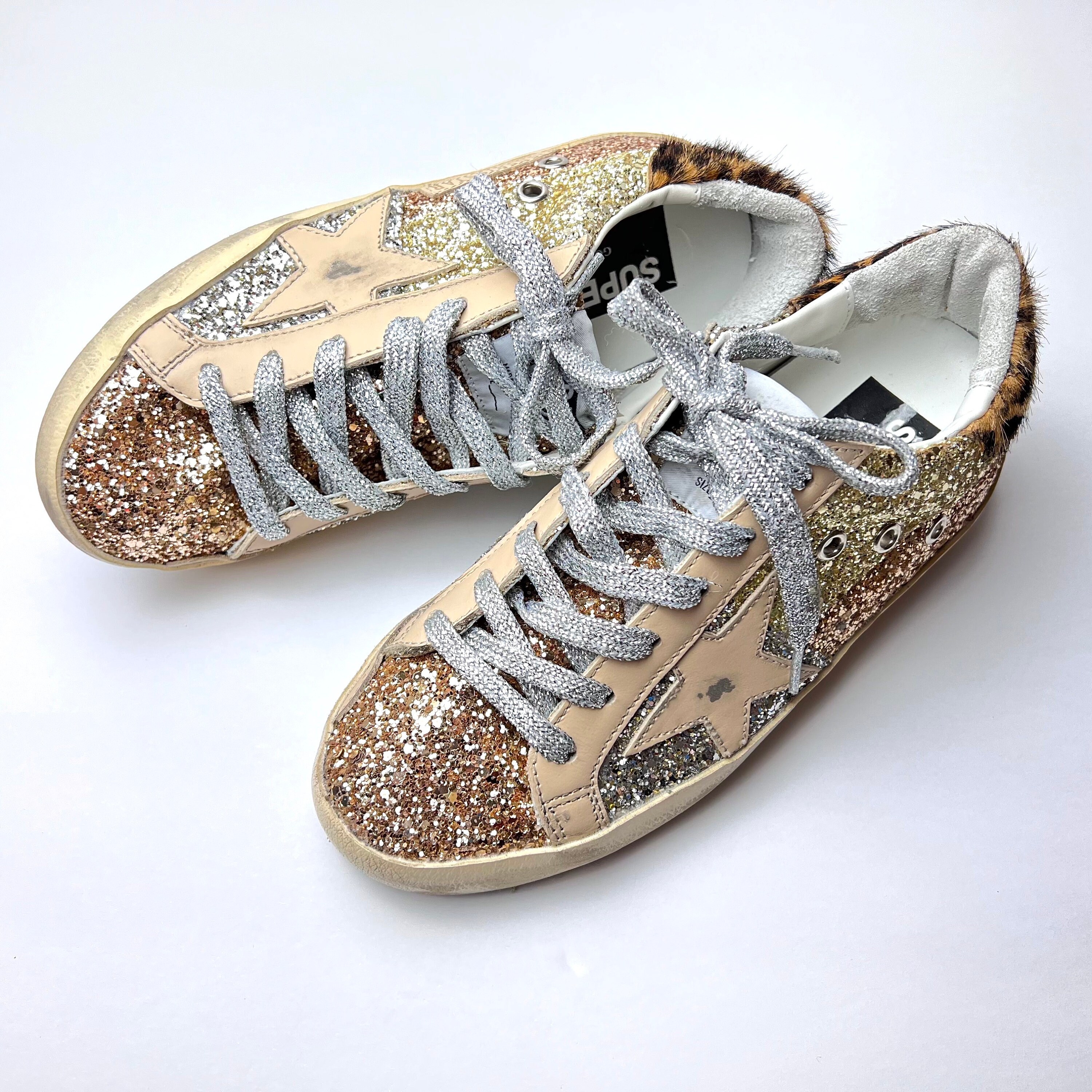 Shoelaces for Golden Goose Sneakers Silver Metallic Glitter Etsy