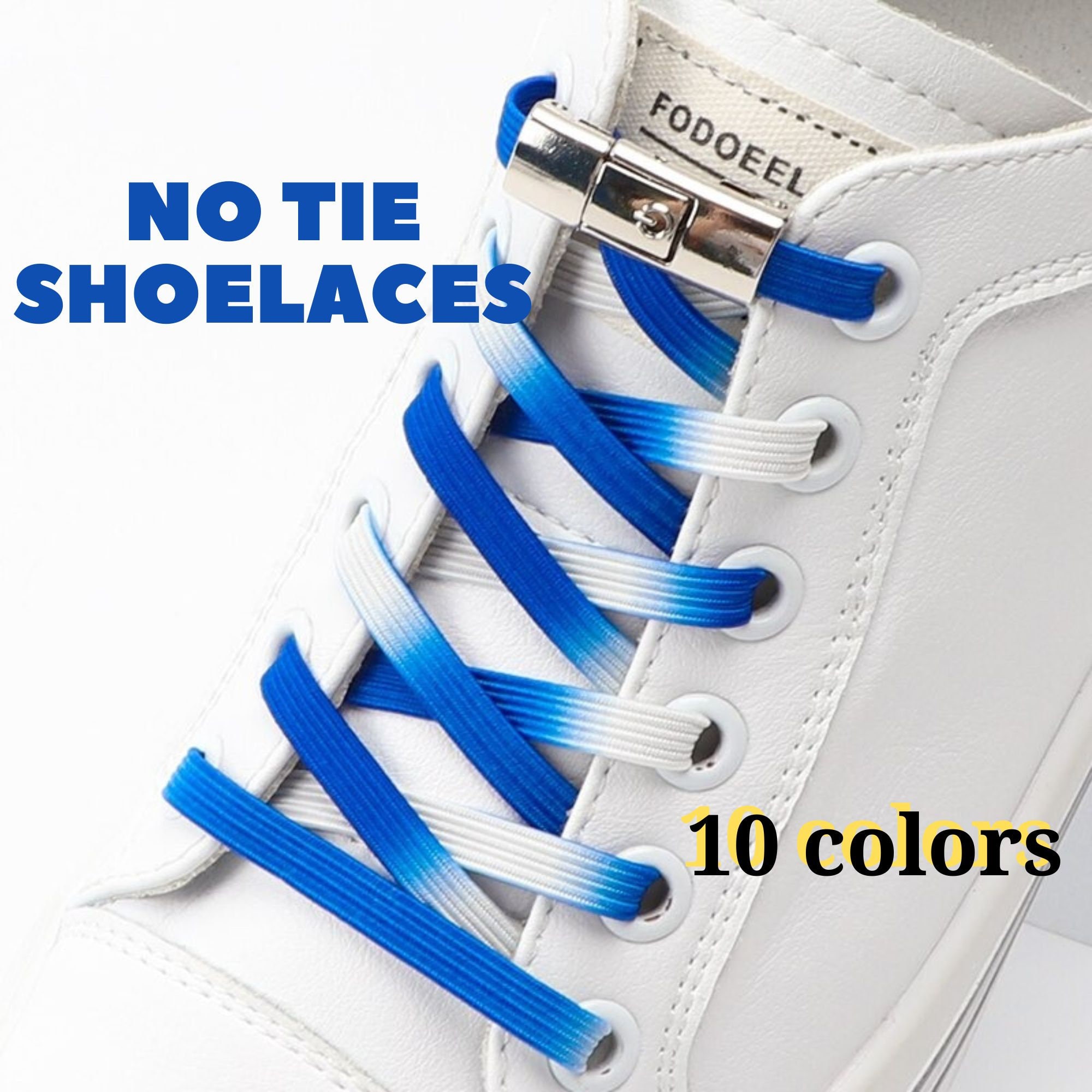 No-tie, Lock Shoe Laces, Tieless Shoelaces, Yellow, Brown, Purple, Blue,  Pink, Beige, Green 