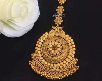 Gold Plated Maang Tikka Gold Antique India Jewelry Set Tikka Jewelry Maang Tikka Bridal Bollywood Wedding India Gold Jewelry