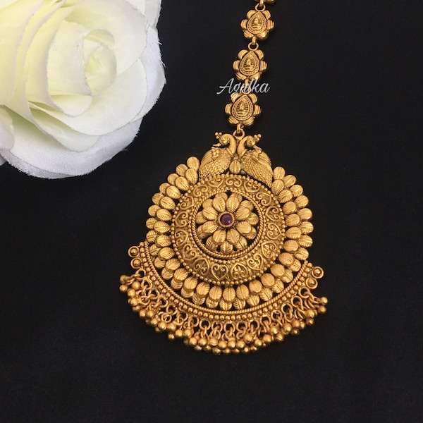Gold Plated Maang Tikka Gold Antique India Jewelry Set Tikka Jewelry Maang Tikka Bridal Bollywood Wedding India Gold Jewelry