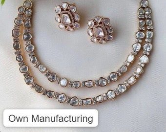 Polki Necklace Sabyasachi Jewelry Polki Jewelry Moissanite Polki Diamond Necklace Layered Kundan Necklace Uncut Polki Jewelry India Necklace
