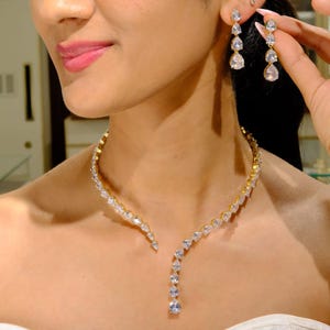 Diamond Necklace Statement Indian Bridal Jewelry Crystal Open Necklace Cz Designer Inspired Necklace Moissanite Diamond Jewelry For Women