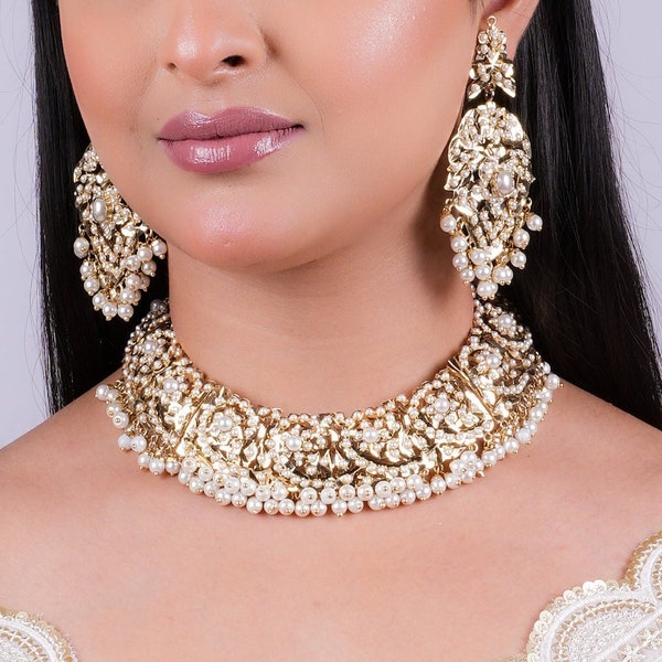 Jadau Necklace Set Hyderabadi Jewelry Punjabi Jewelry Jadau Jewelry Hyderabadi Jadau Set Amrapali Jewelry Hyderbadi Choker India Wedding