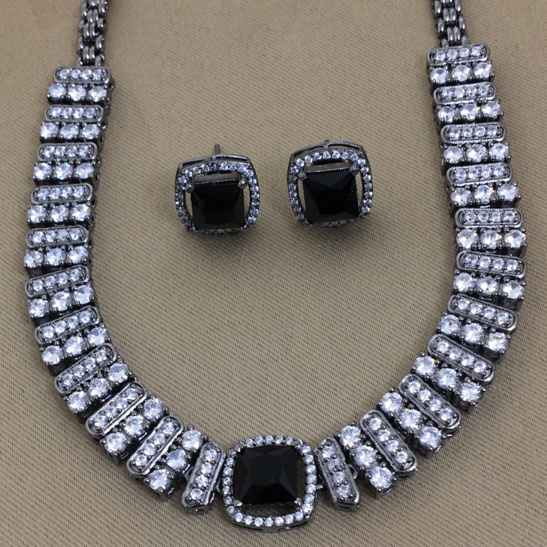 Black Choker American Diamond Necklace Black Diamond Necklace