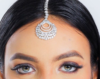 Gold Plated Teardrop Forehead Hair Head Indian Traditional Damini