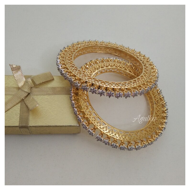 Pacheli Bangle CZ Diamond Pacheli 22K Gold Plated Bangles Etsy