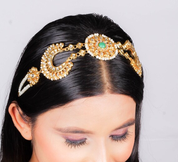 Sheeshphool Kundan Headband Paranda Hair Sheesh Patti Kundan Hair