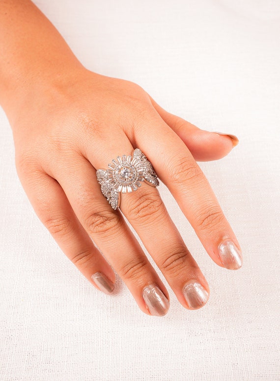 Bewitching Diamond Cocktail Large Finger Ring