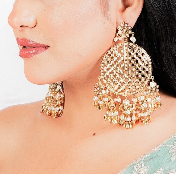 Hania Traditional Antique Gold Plated Pipal Patti Earrings – KaurzCrown.com