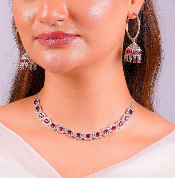 Much More Floral Design Ruby Kundan Choker Necklace