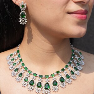 Kiara Advani	Emerald Diamond	Bridal Wedding Set	Agulka Jewels	American Diamond	Emerald Jewelry Set	Emerald Choker	Green Diamond	Emerald Green	Deepika Padukone	India Choker	Faux Emerald	Emerald Necklace