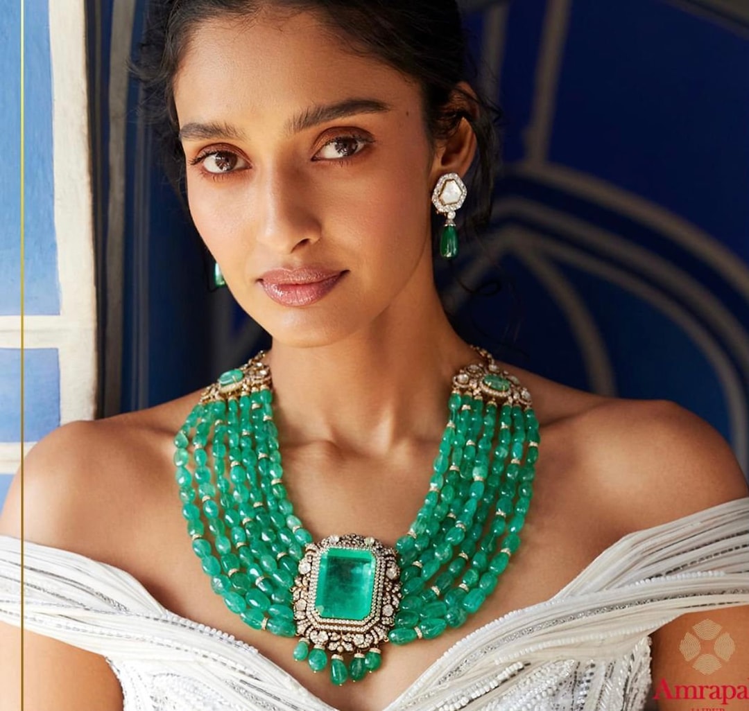 Sabyasachi Victorian Polki Jewelry Kundan Polki Set Emerald - Etsy