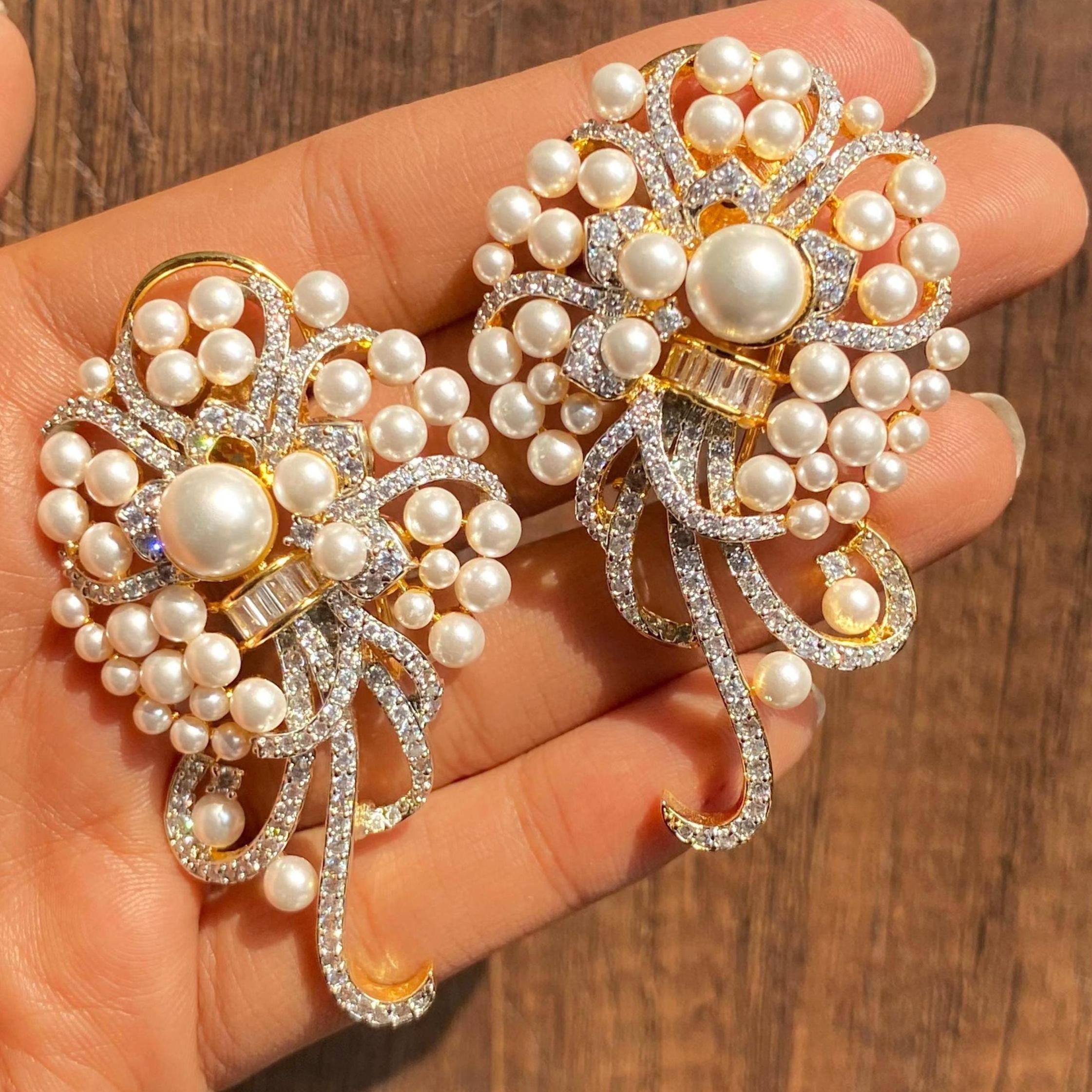 Pearl Earrings Moissanite - Etsy