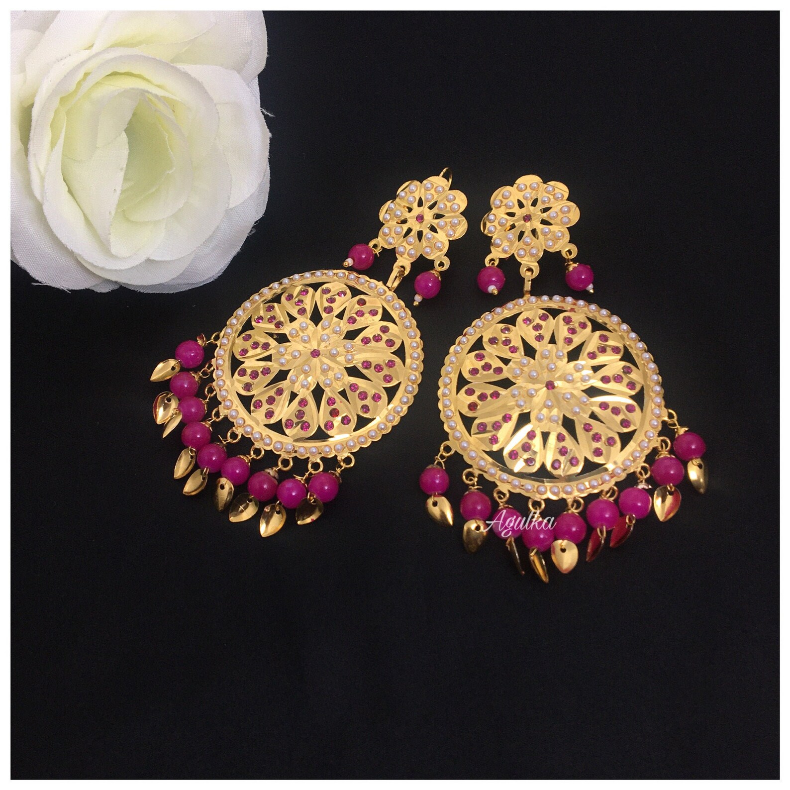 Punjabi Jewelry Gold Plated Earrings Punjabi Pipal Patti Etsy