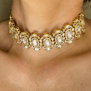 Polki Necklace Moissanite Polki Diamond Jewelry Sabyasachi Jewelry PREMIUM Kundan Necklace Designer Indian Choker Uncut Kundan Polki Choker