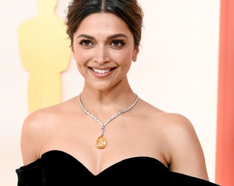 Sabyasachi Jewelry Canary Yellow Diamond Necklace Deepika Padukone Jewelry American Diamond Yellow Stone Necklace India Diamond Jewelry CZ