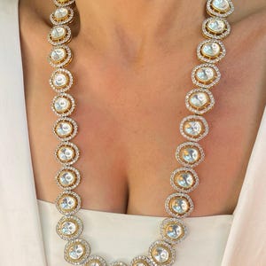 Polki Necklace Long Kundan Necklace Rani Haar Sabyasachi Jewelry Moissanite Polki Diamond Necklace Victorian Necklace Uncut Polki Jewelry