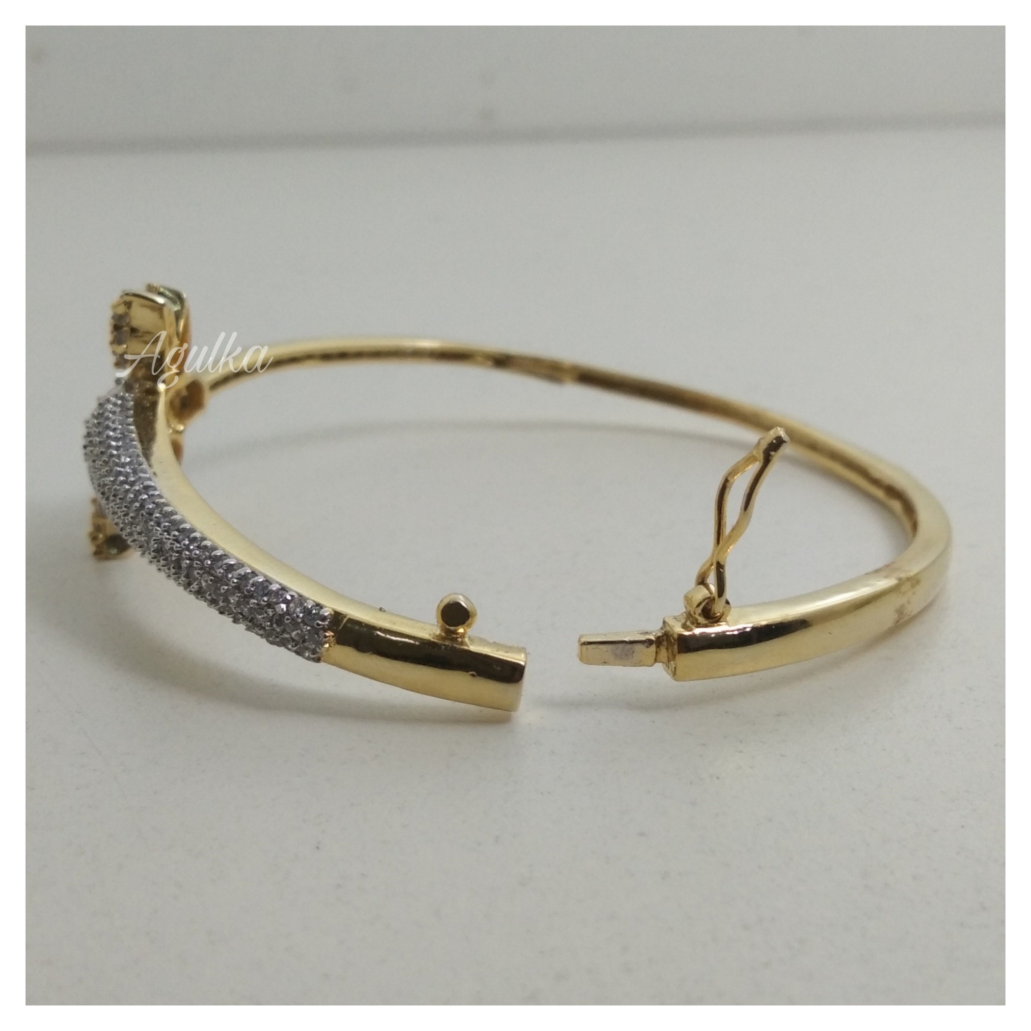 Gold Plated Bracelet CZ Diamond Bracelet Pave Bangle | Etsy