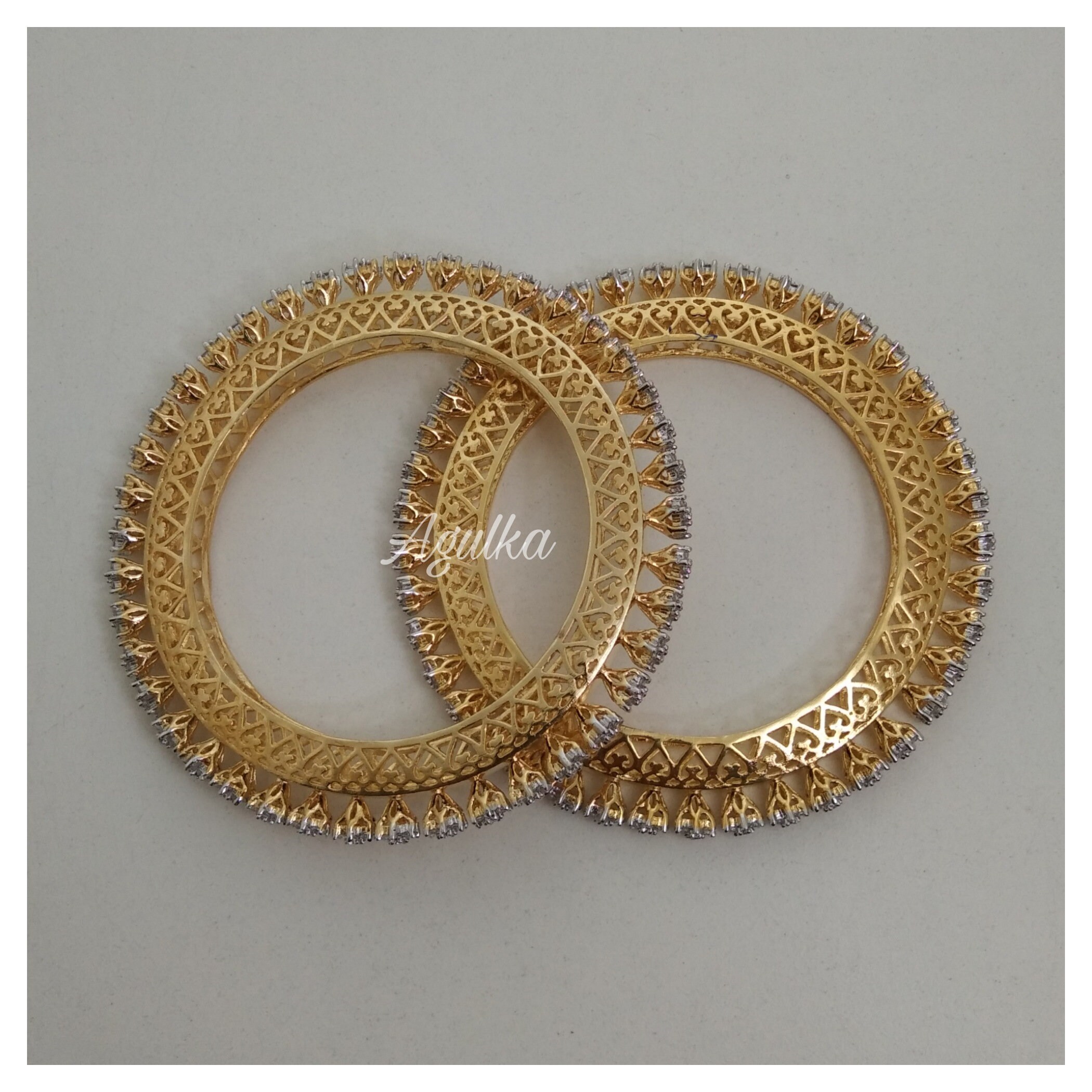 Pacheli Bangle CZ Diamond Pacheli 22K Gold Plated Bangles Etsy