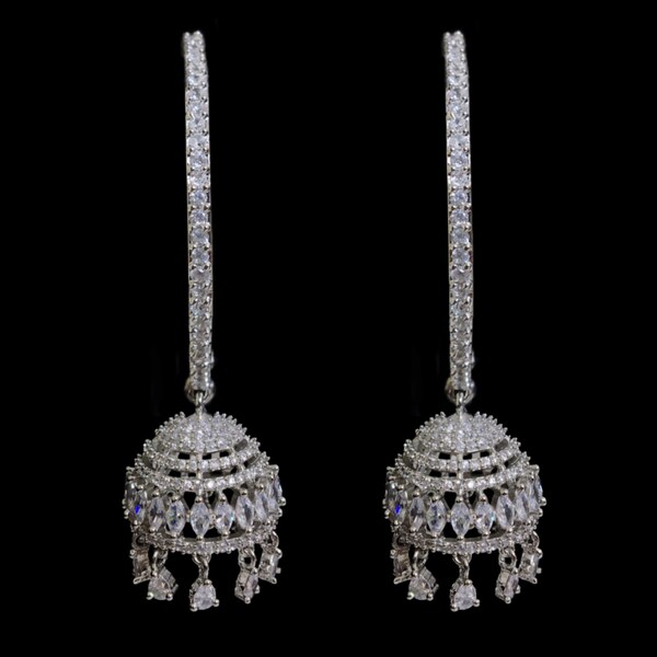 American Diamond Jhumka Bali Hoop Jhumki Diamond Jhumka India Earring Bali Jhumka Cubic Zirconia Punjabi Jewelry Pakistani Jewelry CZ Jhumka