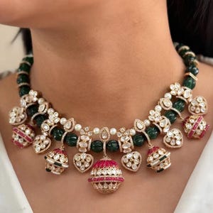 Polki Necklace Emerald Ruby Kundan Choker Sabyasachi Jewelry Moissanite Polki Diamond Choker PREMIUM Indian Bridal Choker Polki Jewlery Set