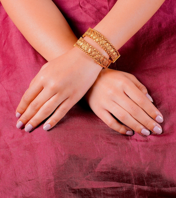 Mesmerizing One Gram Gold Bangles Design Temple Jewellery Nakshi Kada  Bracelets Online B24662