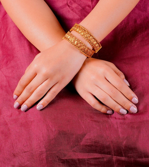 Mesmerizing One Gram Gold Bangles Design Temple Jewellery Nakshi Kada  Bracelets Online B24662