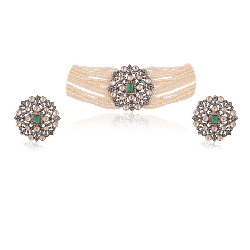 Emerald india jewelry kundan necklace moissanite polki diamond necklace victorian jewelry jadau necklace jadau kundan necklace pearl india necklace moissanite polki diamond necklace pearl kundan choker pakistani necklace uncut diamond set