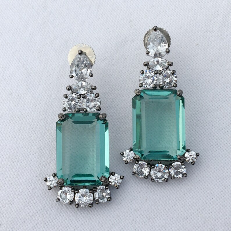 Mint Green Necklace Faux Diamond Necklace American Diamond Set Etsy