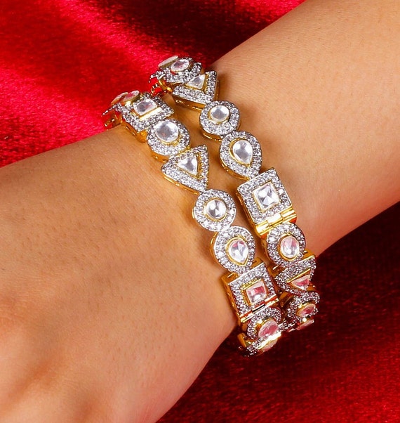 Polki Bracelet Polki Bangles Moissanite Polki Diamond Bracelet