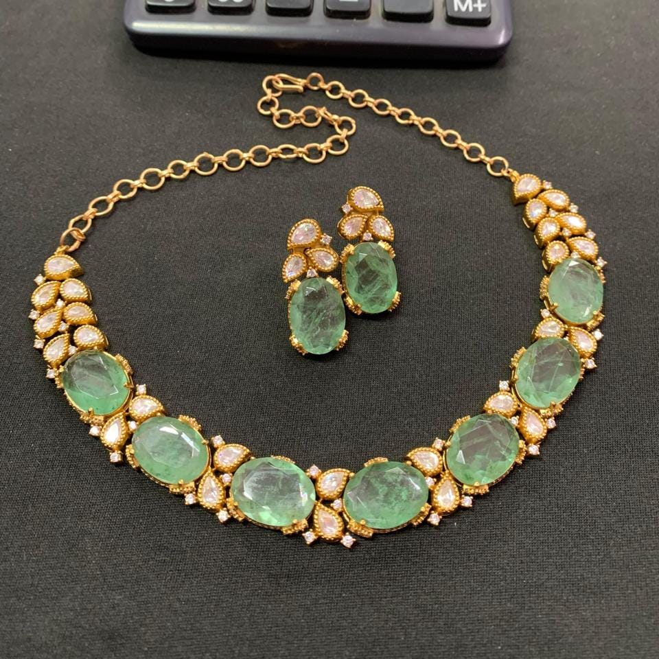 Polki Halskette Mint Kundan Halskette Gold Sabyasachi Schmuck Moissanite Polki Diamant Halskette Jadau Schmuck Doublet Polki Schmuck Indian Set