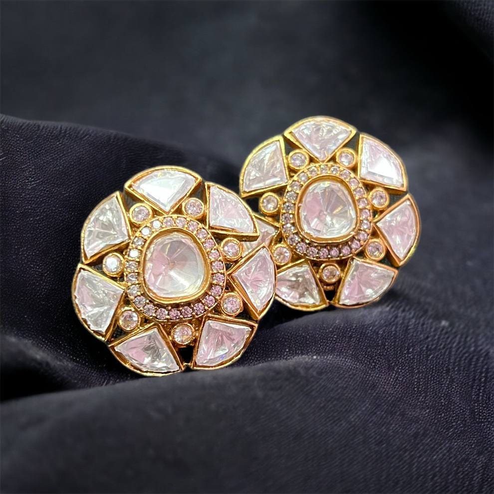 Polki Earrings Kundan Earrings Polki Jewelry Kundan Stud Earrings
