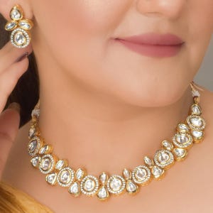 Polki Necklace Kundan Jewelry Set Sabyasachi Jewelry Indian Necklace Uncut Polki Jewelry Kundan Choker Delicate India Pakistani Necklace Set