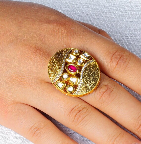 Polki ring best sale design