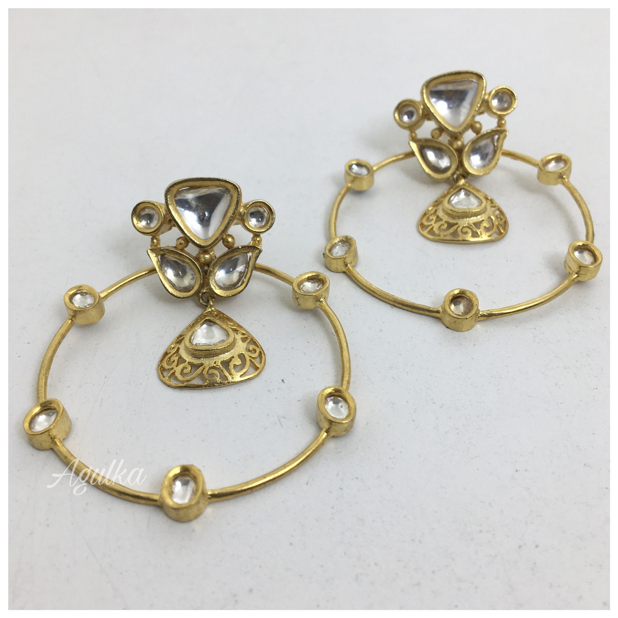 Indian Hoop Earrings Gold Plated Earrings Statement Jewelry Etsy