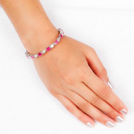 Amazon.com: Natural Ruby Bracelet, Ruby Bracelet, Ruby Bracelet Silver,  Gifts For Her, White Gold Plated Silver, Bracelets for Women : Handmade  Products