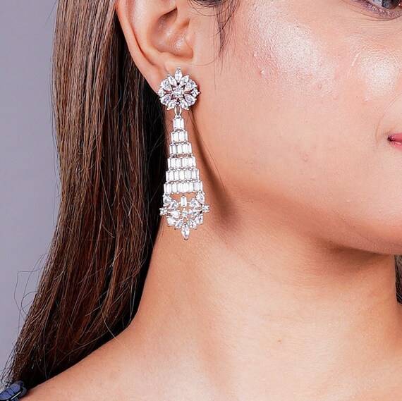 Heavy long cheap diamond earrings