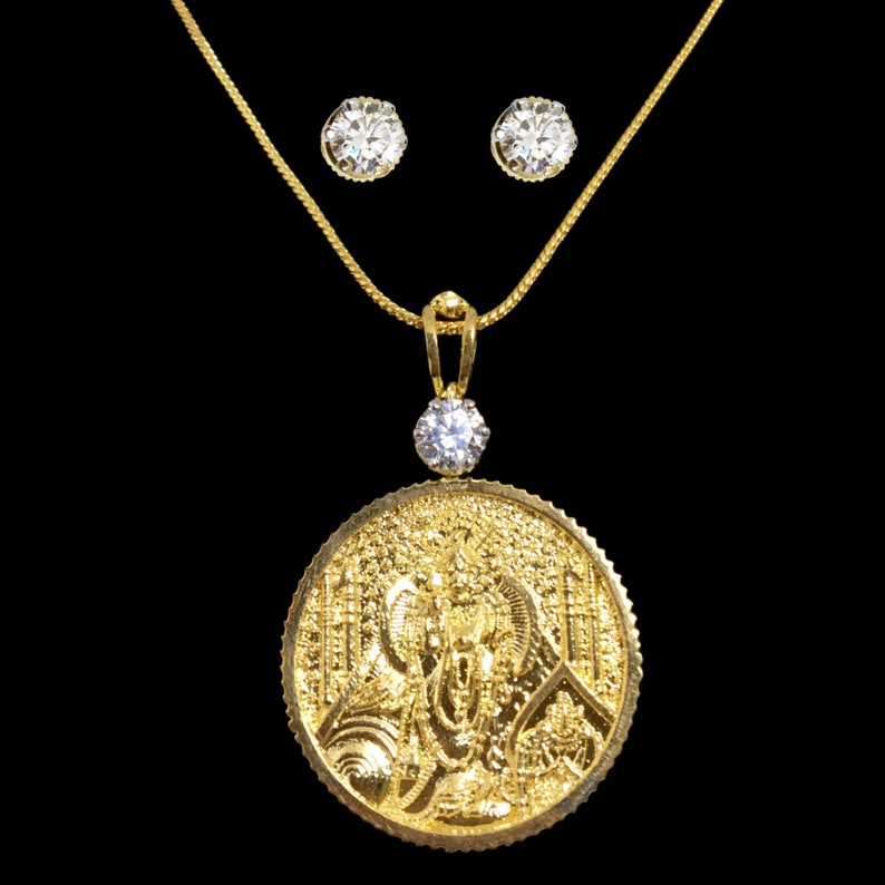 Gold Plated Necklace Indian Pendant Necklace CZ Diamond Etsy