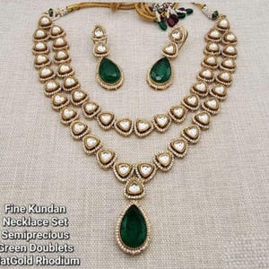Polki Necklace Layered Kundan Necklace Sabyasachi Jewelry Emerald Doublet Necklace Moissanite Polki Jewelry Green Indian Statement Necklace