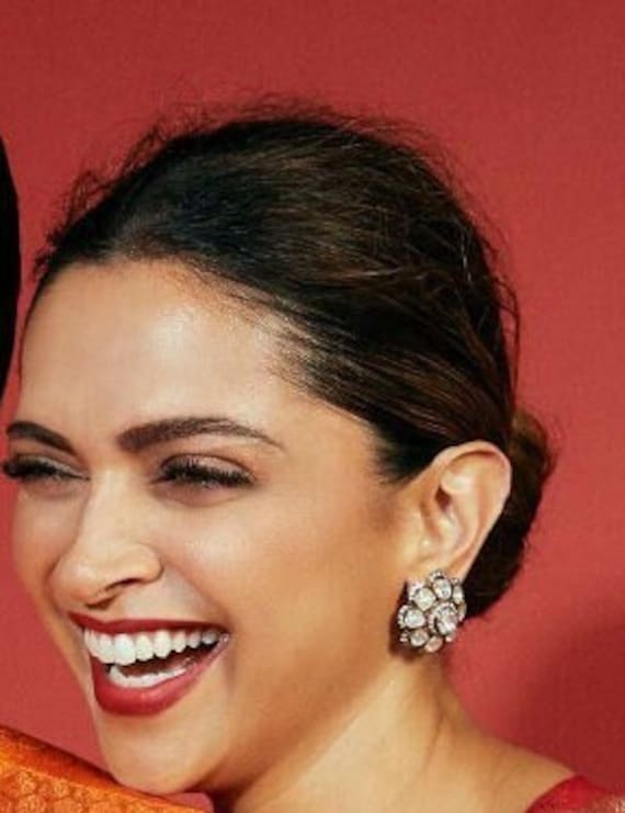 Deepika Padukone Earring Victorian Polki Kundan Earrings Uncut Polki Stud  Earrings Moissanite Polki Diamond Studs India Jadau Kundan Studs -   Denmark