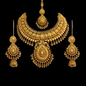 Indian Necklace Antique Jewelry Gold Plated Choker South Indian Jewelry Temple Jewelry Bridal Indian Wedding Necklace Traditional Jewelry